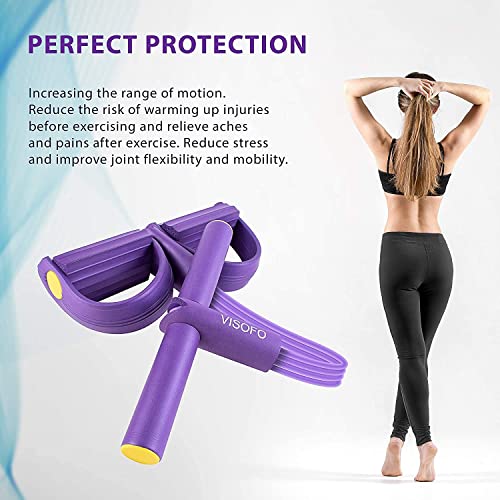 Pedal Resistance Band, 4-Tube Fitness Ankle Puller Yoga Handle Ban...