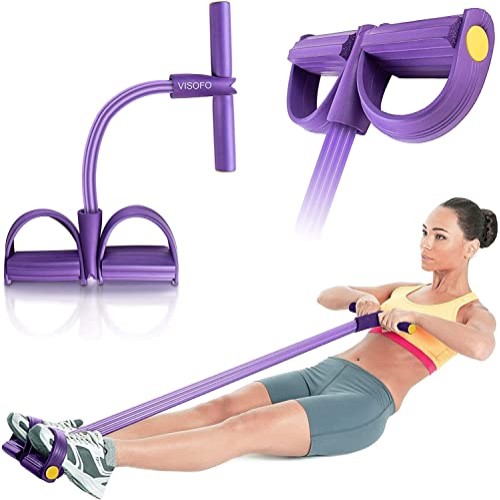 Pedal Resistance Band, 4-Tube Fitness Ankle Puller Yoga Handle Ban...