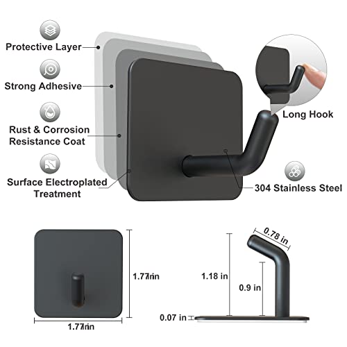 VISV Adhesive Hooks, Black Self Adhesive Shower Wall Hooks Waterp...