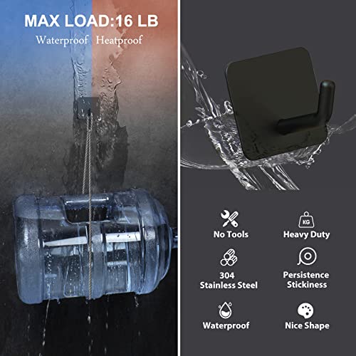 VISV Adhesive Hooks, Black Self Adhesive Shower Wall Hooks Waterp...