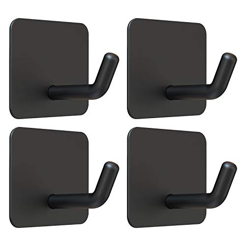 VISV Adhesive Hooks, Black Self Adhesive Shower Wall Hooks Waterp...