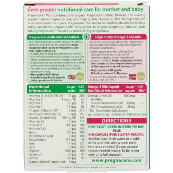 2 Packs Vitabiotics Pregnacare Plus Omega 3 56 Tablets