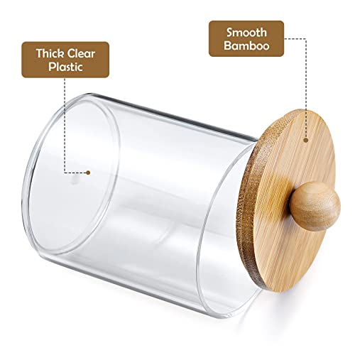 VITEVER 4 Pack Qtip Holder Dispenser with Bamboo Lids - 10 oz Clea...