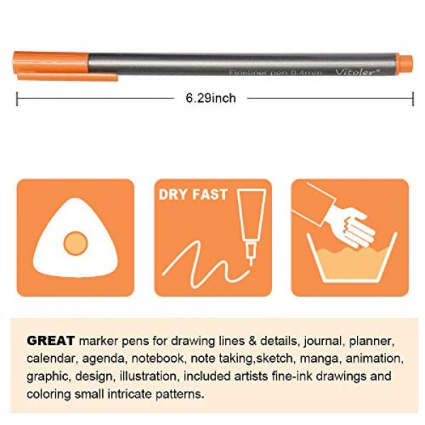 VITOLER Fineliner Colored Pens, Fine Point Marker Assorted Color D...