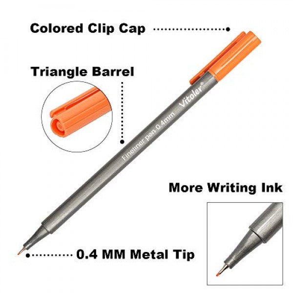 VITOLER Fineliner Colored Pens, Fine Point Marker Assorted Color D...