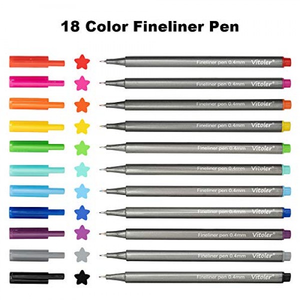 VITOLER Fineliner Colored Pens, Fine Point Marker Assorted Color D...