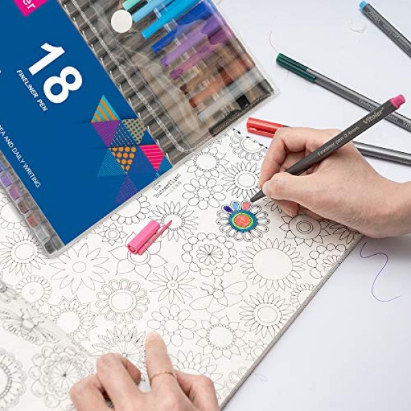 VITOLER Fineliner Colored Pens, Fine Point Marker Assorted Color D...