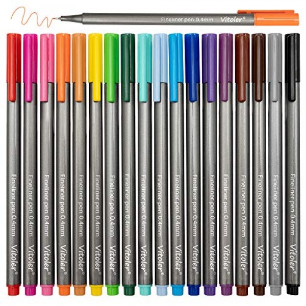 Colored Pens For Journaling Taking, 18 Vibrant Colors Fineliner Pens