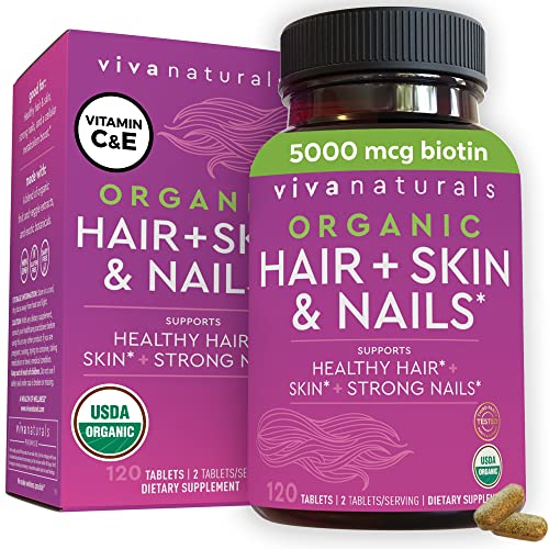 Organic Hair Skin Nails Vitamins for Women - Biotin 5000mcg to Sup...