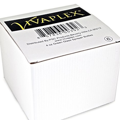 Vivaplex, 6 Glass Bottles with Black Fine Mist Sprayer, 4 oz, Green