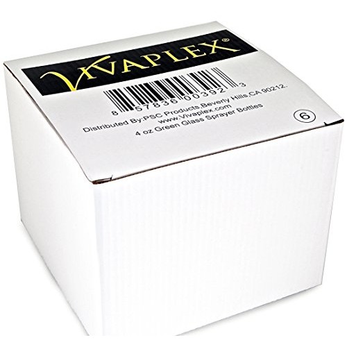 Vivaplex, 6 Glass Bottles with Black Fine Mist Sprayer, 4 oz, Green