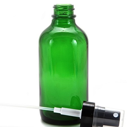 Vivaplex, 6 Glass Bottles with Black Fine Mist Sprayer, 4 oz, Green