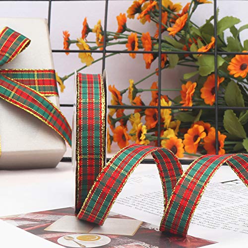 Christmas Plaid Checkered Ribbon 25 Yard Each Roll 100% Polyester ...