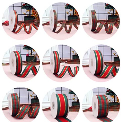 Christmas Plaid Checkered Ribbon 25 Yard Each Roll 100% Polyester ...