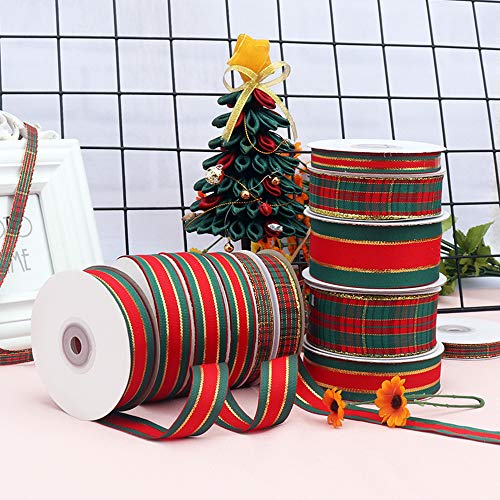 Christmas Plaid Checkered Ribbon 25 Yard Each Roll 100% Polyester ...