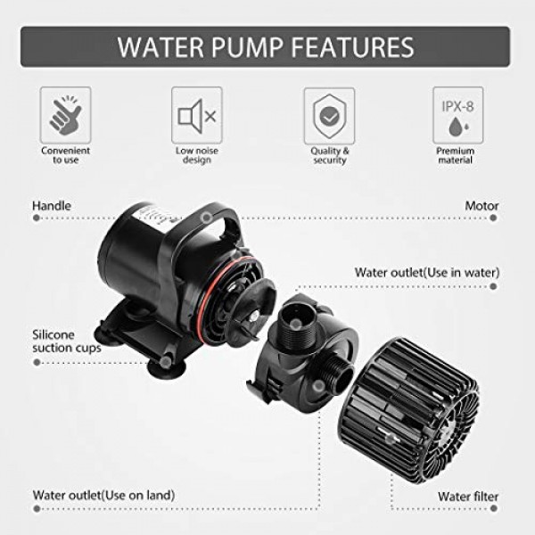 VIVOHOME Electric 120W 2700GPH Submersible Water Pump for Koi Pond...