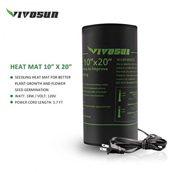 VIVOSUN 10x20.75 Seedling Heat Mat and Digital Thermostat Combo ...