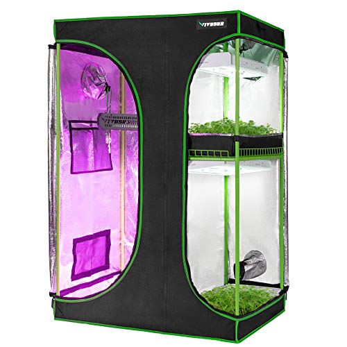 VIVOSUN 2-in-1 60”x48”x80” Mylar Reflective Grow Tent for Indoor H...