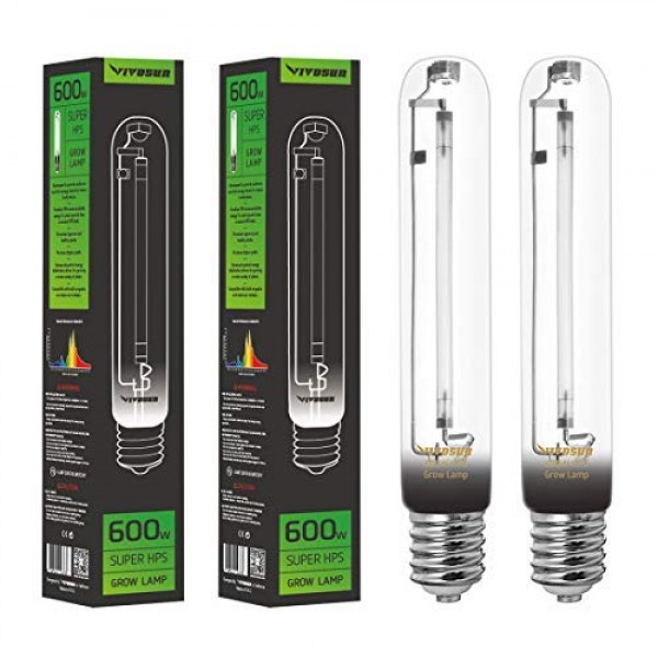VIVOSUN 2-Pack 600 Watt High Pressure Sodium HPS Grow Light Bulb L...
