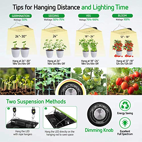VIVOSUN 2-Pack VS1000 LED Grow Light with Grow Bag, Film Foil Roll