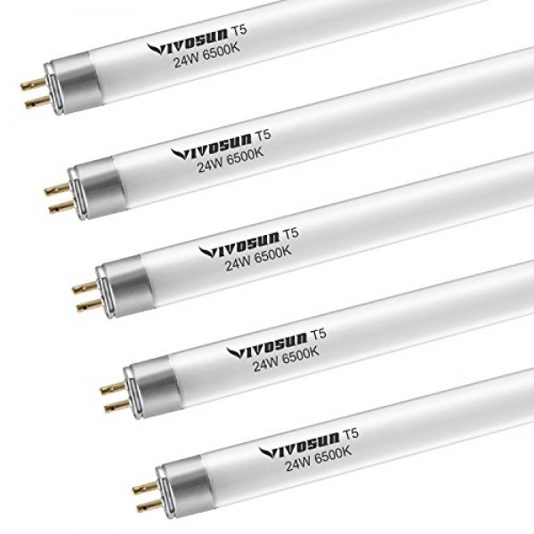 VIVOSUN 4FT 46IN 54W 6500K T5 HO Fluorescent Tubes Cool White Grow Light Bulb 