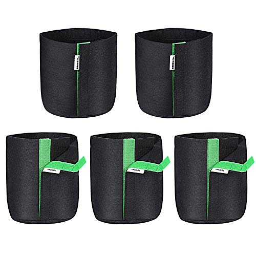 VIVOSUN 5-Pack 1 Gallon Grow Bags, Fabric Pots with Mylar Hydropon...