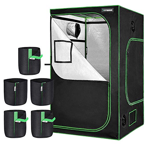 VIVOSUN 5-Pack 1 Gallon Grow Bags, Fabric Pots with Mylar Hydropon...