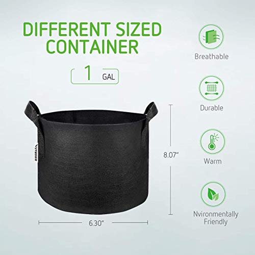 VIVOSUN 5-Pack 1 Gallon Grow Bags with Mylar Hydroponic Grow Tent