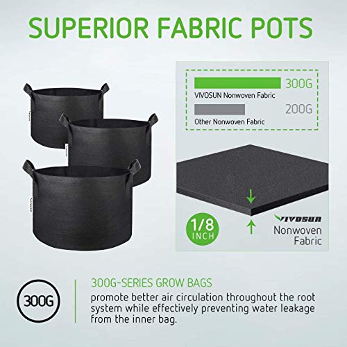 VIVOSUN 5-Pack 1 Gallon Grow Bags with Mylar Hydroponic Grow Tent