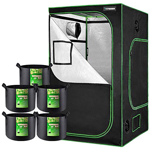 VIVOSUN 5-Pack 1 Gallon Grow Bags with Mylar Hydroponic Grow Tent