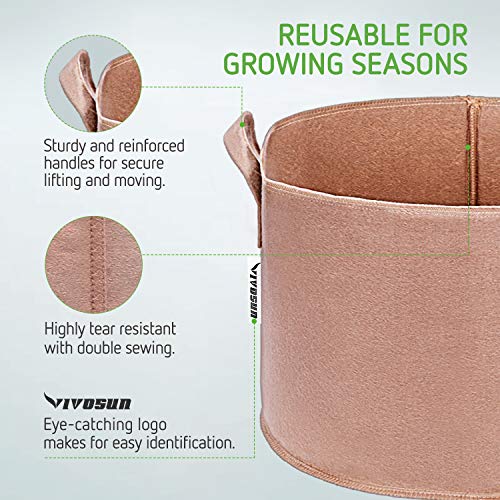 VIVOSUN 5-Pack 3 Gallons Heavy Duty Thickened Nonwoven Fabric Pots...