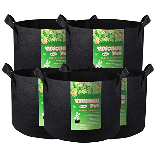 VIVOSUN 5-Pack 30 Gallons Heavy Duty Thickened Nonwoven Fabric Pot...