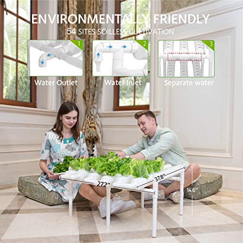 VIVOSUN Hydroponic Grow Kit, 1 Layer 54 Plant Sites 6 PVC Pipes Hy...