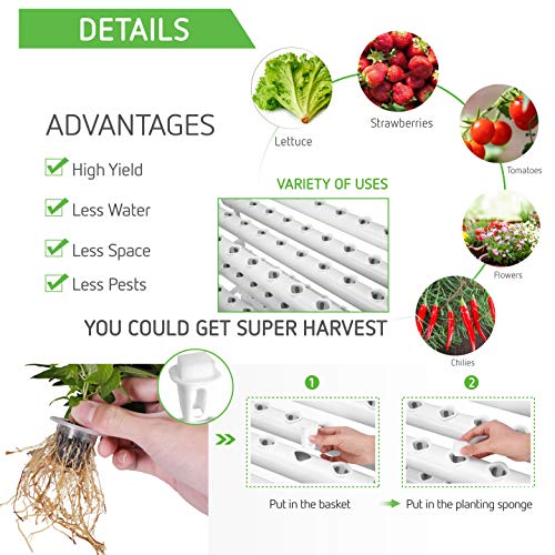 VIVOSUN Hydroponic Grow Kit, 3 Layers 90 Plant Sites 10 PVC Pipes ...