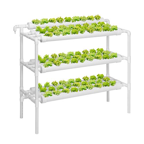 VIVOSUN Hydroponic Grow Kit, 3 Layers 90 Plant Sites 10 PVC Pipes ...