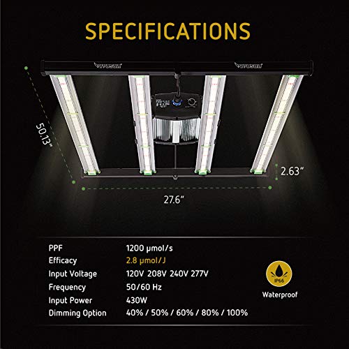 VIVOSUN Patented Design VS4300 LED Grow Light Foldable Dimmable Pl...