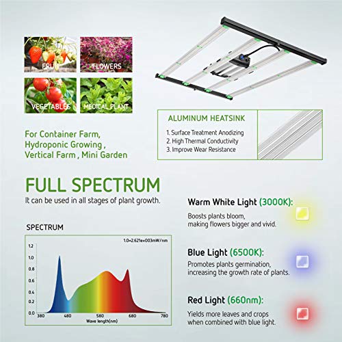 VIVOSUN Patented Design VS4300 LED Grow Light Foldable Dimmable Pl...