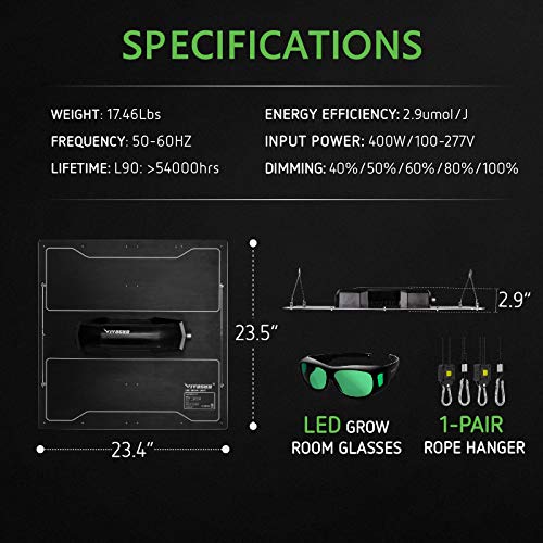 VIVOSUN VS4000 LED Grow Light with Grow Bag, Film Foil Roll