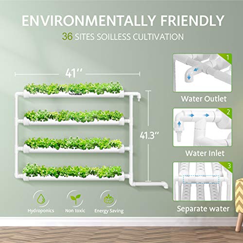 VIVOSUN Wall-Mounted Hydroponic Grow Kit, 1 Layers 36 Plant Sites ...