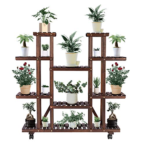 VIVOSUN Wood Plant Stand Plant Display Shelf Flower Rack Display f...