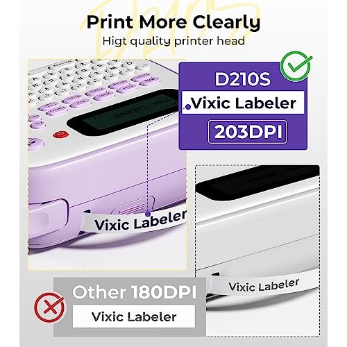 Vixic Label Maker Machine with 4 Tapes Portable Label Makers D210S...