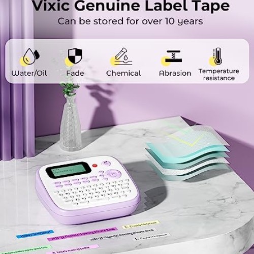 Vixic Label Maker Machine with 4 Tapes Portable Label Makers D210S...