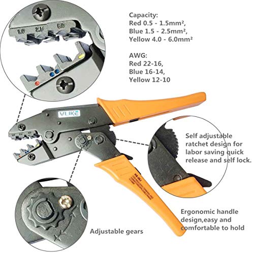VLIKE Crimper Tool Kit A Self-adjustable Ratchet Wire Crimping Pli...
