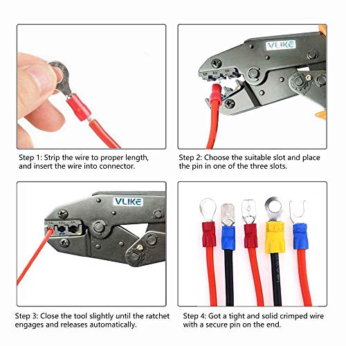 VLIKE Crimper Tool Kit A Self-adjustable Ratchet Wire Crimping Pli...