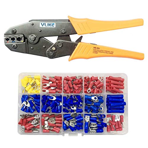 VLIKE Crimper Tool Kit A Self-adjustable Ratchet Wire Crimping Pli...