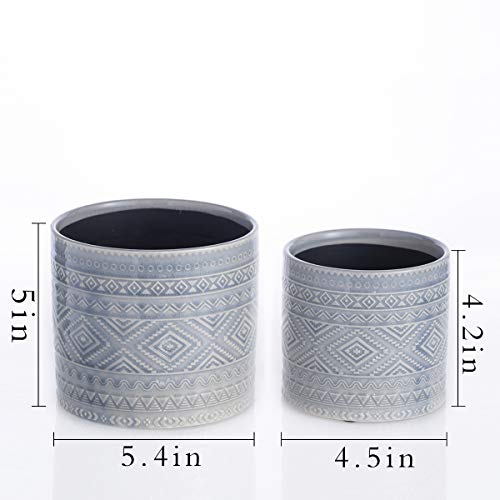 Voeveca Ceramic Flower Pot Garden Planters 4.5 and 5.5 Set of 2 ...