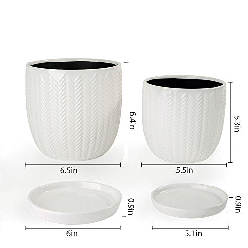Voeveca Ceramic Flower Pot Garden Planters 6.5 and 5.5 Set of 2 ...