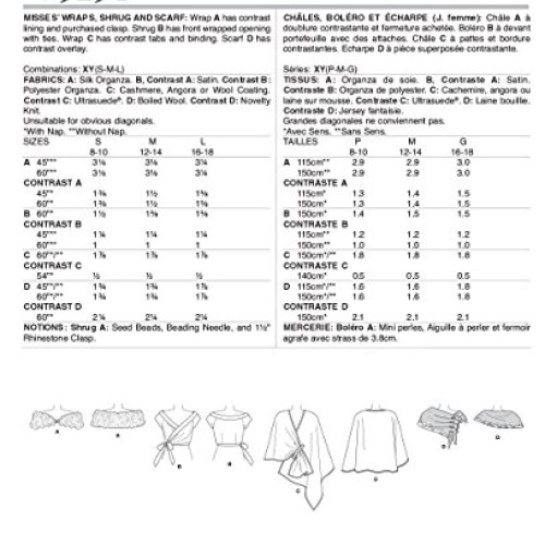 Vogue Patterns V9291XY0 Other Misses Wraps, Small/Medium/Large, G...