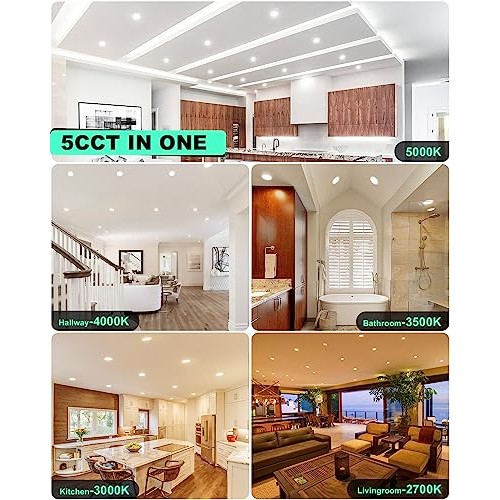VOLISUN 24 Pack 6 inch Recessed Lighting, 5CCT LED Recessed Light ...