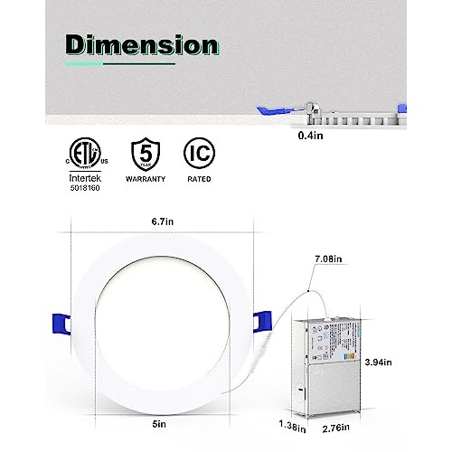 VOLISUN 24 Pack 6 inch Recessed Lighting, 5CCT LED Recessed Light ...